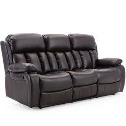 More4Homes Chester Manual High Back Luxury Bond Grade Leather Recliner 3 Seater Sofa (Brown) - thumbnail 2