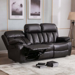 More4Homes Chester Manual High Back Luxury Bond Grade Leather Recliner 3 Seater Sofa (Brown) - thumbnail 1