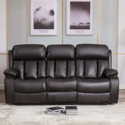 More4Homes Chester Manual High Back Luxury Bond Grade Leather Recliner 3 Seater Sofa (Brown) - thumbnail 6