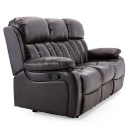 More4Homes Chester Manual High Back Luxury Bond Grade Leather Recliner 3 Seater Sofa (Brown) - thumbnail 5