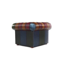 Chesterfield Patchwork Low Back Club Armchair Antique Real Leather In Classic Style - thumbnail 8