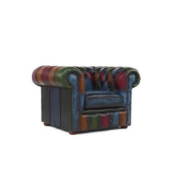 Chesterfield Patchwork Low Back Club Armchair Antique Real Leather In Classic Style - thumbnail 5