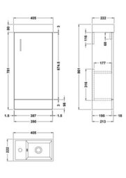 Balterley Cloakroom Floor Standing 1 Door Vanity Unit With Basin, 400mm - Gloss White - thumbnail 8