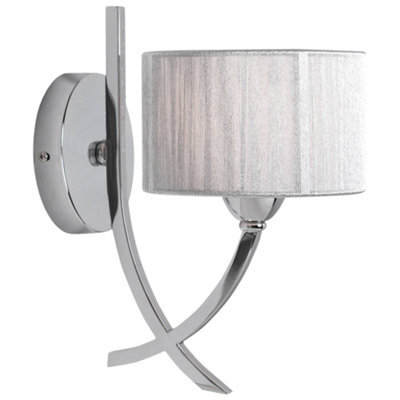 Pagazzi Lighting Pagazzi Justina Polished Chrome Wall Light With Silver String Shade - image 1