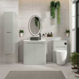 Royal Bathrooms Venice 800mm Dove Grey Freestanding Bathroom Countertop Vanity Unit 2 Door With Art Square Basin - thumbnail 4