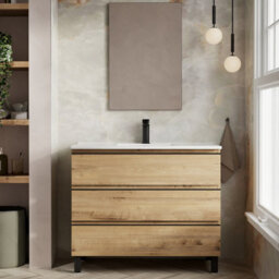 Banyetti Vatilla 1000mm Floorstanding Vanity Unit With Lira Basin - Ostippo Oak - thumbnail 1
