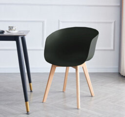 Nordlys Set Of 4 Wood And Black Polypropylene Dining Chairs Modern Design Style Dining Room - thumbnail 3