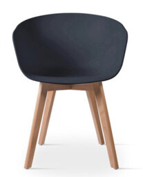 Nordlys Set Of 4 Wood And Black Polypropylene Dining Chairs Modern Design Style Dining Room - thumbnail 6