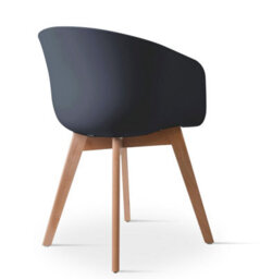 Nordlys Set Of 4 Wood And Black Polypropylene Dining Chairs Modern Design Style Dining Room - thumbnail 4