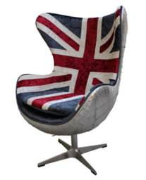 Union Jack Aviator Retro Swivel Egg Chair In Soft Real Velvet - thumbnail 2