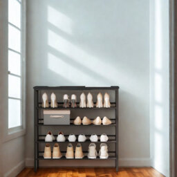 FURNOLD 4-Tier Hallway Shoe Rack Storage With Fabric Shelves - thumbnail 2
