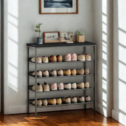 FURNOLD 4-Tier Hallway Shoe Rack Storage With Fabric Shelves - thumbnail 6