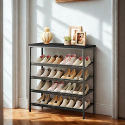 FURNOLD 4-Tier Hallway Shoe Rack Storage With Fabric Shelves - thumbnail 7