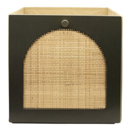 2 Pack Cube Storage Insert - Timber Fronted - Rich Green With Rattan - 33X33X37Cm - thumbnail 3