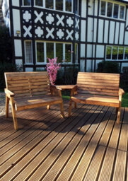Samuel Alexander Hand Made 4 Seater Chunky Rustic Wooden Furniture Set With 2 Benches & Angled Tray - thumbnail 3