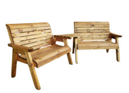 Samuel Alexander Hand Made 4 Seater Chunky Rustic Wooden Furniture Set With 2 Benches & Angled Tray - thumbnail 6