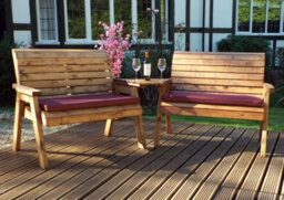 Samuel Alexander Hand Made 4 Seater Chunky Rustic Wooden Furniture Set With 2 Benches & Angled Tray - thumbnail 4