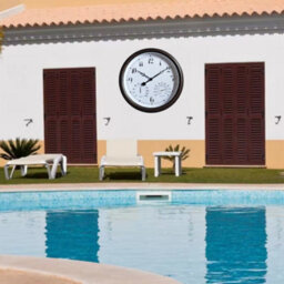 "Garden Station Wall Clock With Thermometer Indoor Outdoor Arabic 15"" White" - thumbnail 5