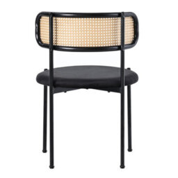 HomeTouch Set Of 4 Black Velvet Dining Chairs With Rattan Backrest And Metal Legs - thumbnail 8