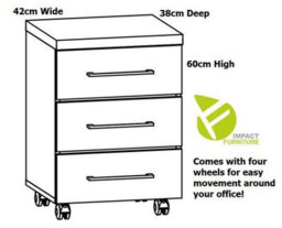 Impact Furniture Study Home Office Furniture Set Large Desk + Mobile Pedestal Drawer Oak Effect Gent - thumbnail 8