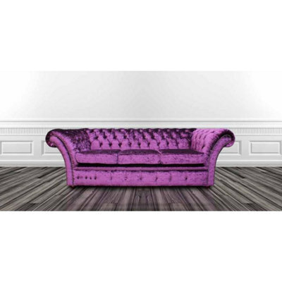 Chesterfield 3 Seater Sofa Boutique Crush Purple Velvet Fabric In Balmoral Style - image 1