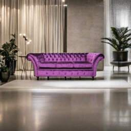 Chesterfield 3 Seater Sofa Boutique Crush Purple Velvet Fabric In Balmoral Style - thumbnail 5