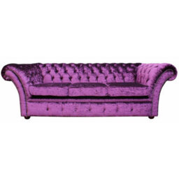 Chesterfield 3 Seater Sofa Boutique Crush Purple Velvet Fabric In Balmoral Style - thumbnail 2