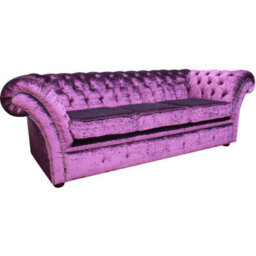 Chesterfield 3 Seater Sofa Boutique Crush Purple Velvet Fabric In Balmoral Style - thumbnail 3