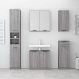 Berkfield Classic Bathroom Cabinet Grey Sonoma 64.5X33.5X59 Cm Engineered Wood - thumbnail 3