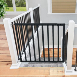 Safetots Top Of The Stairs Screw Fitted Stair Gate, Black Wooden, 63.5Cm - 105.5Cm, Wood Baby Gate, Stylish Safety Gate - thumbnail 9