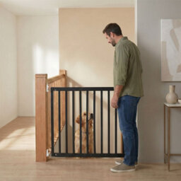 Safetots Top Of The Stairs Screw Fitted Stair Gate, Black Wooden, 63.5Cm - 105.5Cm, Wood Baby Gate, Stylish Safety Gate - thumbnail 8