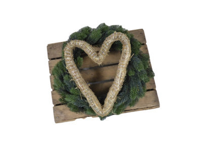 Decoris 30Cm Heart Straw Wreath Make Your Own Christmas Door Wreath Floral Craft Heart - image 1