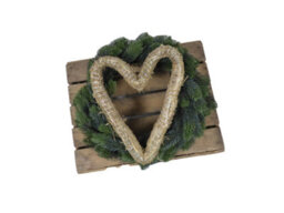 Decoris 30Cm Heart Straw Wreath Make Your Own Christmas Door Wreath Floral Craft Heart - thumbnail 1