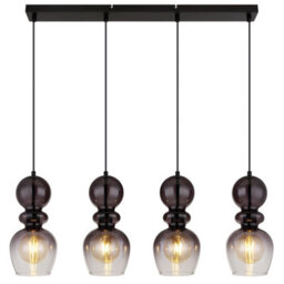 Luminosa Lighting Luminosa Clarity Bar Pendant Ceiling Light Matt Black Smoke Glass Shade 4X E27 - thumbnail 3