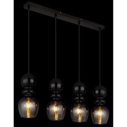 Luminosa Lighting Luminosa Clarity Bar Pendant Ceiling Light Matt Black Smoke Glass Shade 4X E27 - thumbnail 5