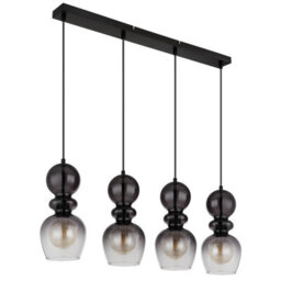 Luminosa Lighting Luminosa Clarity Bar Pendant Ceiling Light Matt Black Smoke Glass Shade 4X E27 - thumbnail 2