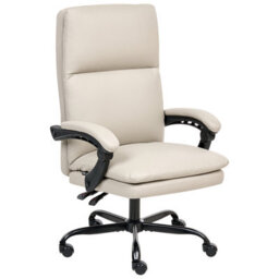 Wyld And Coco Aurora Executive Office Chair Beige Faux Leather, Height Adjustable, Reclining With Locking Position - thumbnail 5