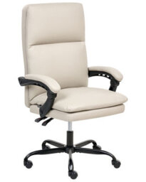 Wyld And Coco Aurora Executive Office Chair Beige Faux Leather, Height Adjustable, Reclining With Locking Position - thumbnail 3