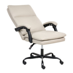 Wyld And Coco Aurora Executive Office Chair Beige Faux Leather, Height Adjustable, Reclining With Locking Position - thumbnail 6