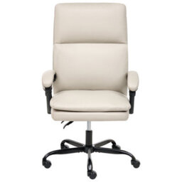 Wyld And Coco Aurora Executive Office Chair Beige Faux Leather, Height Adjustable, Reclining With Locking Position - thumbnail 1