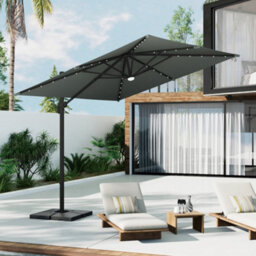 Breeins Grey Garden 3-Tier Umbrella Outdoor Patio Umbrellas Parasol For Beach Backyard And Pool With Base - thumbnail 1