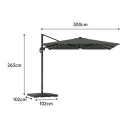 Breeins Grey Garden 3-Tier Umbrella Outdoor Patio Umbrellas Parasol For Beach Backyard And Pool With Base - thumbnail 7