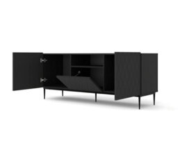 Arte Modern Diune Tv Cabinet In Black Matt And Gold Legs 1450mm - thumbnail 2