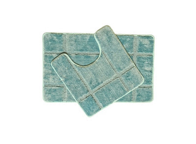 2Pc Luxury Orla Soft Non Slip Bath & Pedestal Mat - Sea Green
