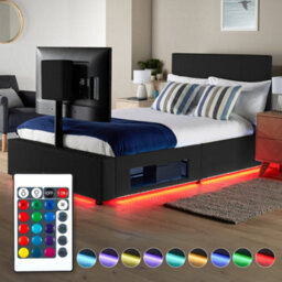 X Rocker Xr Living Ava Pu King Tv Bed With Underbed Lights- Black - thumbnail 3