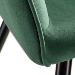 Tectake Set Of 6 Dining Chair Marilyn - With Armrests, Padded, Velvet Look, Black Steel Legs  - Dark Green / Black - thumbnail 9