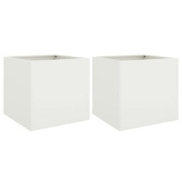 Berkfield Planters 2 Pcs White 49X47X46 Cm Steel - thumbnail 2