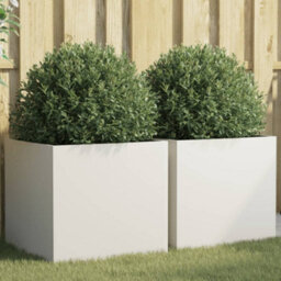 Berkfield Planters 2 Pcs White 49X47X46 Cm Steel - thumbnail 1