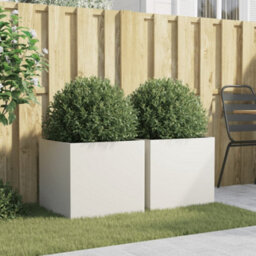 Berkfield Planters 2 Pcs White 49X47X46 Cm Steel - thumbnail 3
