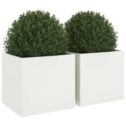 Berkfield Planters 2 Pcs White 49X47X46 Cm Steel - thumbnail 4